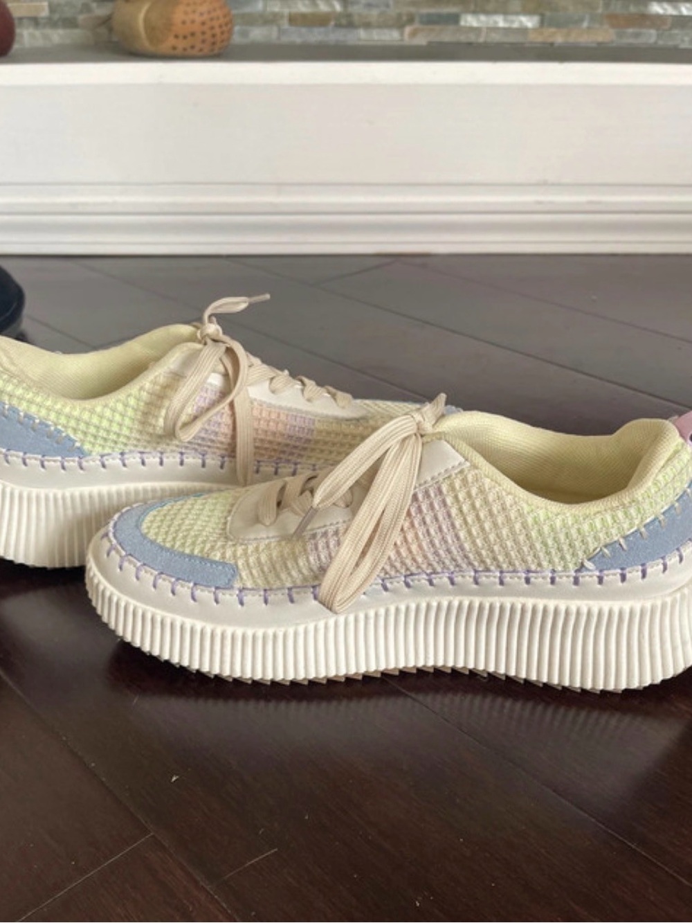 Nicole Miller Platform Sneakers in Cream & Blue